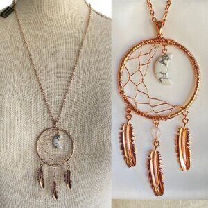 FAC Sleep Soundly Dream Catcher Necklace Rose Gold Tone​​